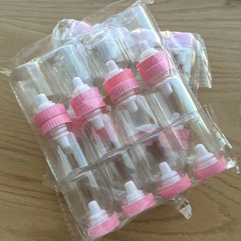 Baby shower baby bottle giveaway decoration candy containers favors pink